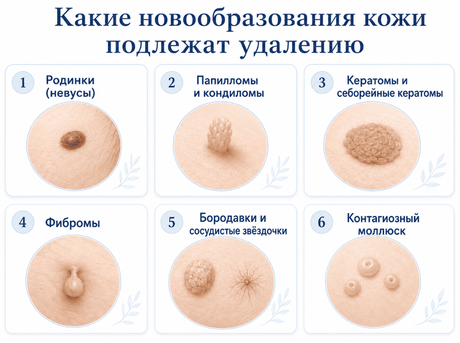 Какие новообразования кожи подлежат удалению
