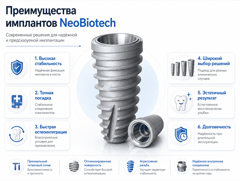 преимущества имплантов NeoBiotech
