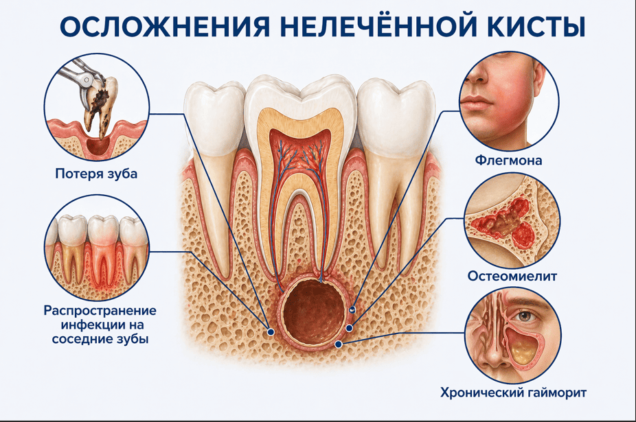 Осложнения нелечённой кисты
