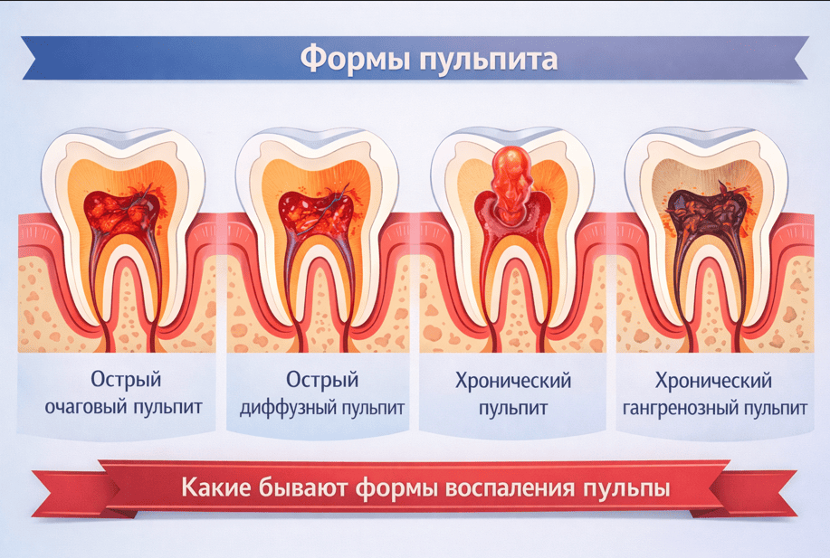 Симптомы и формы пульпита