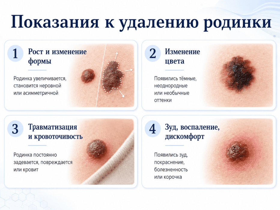 Показания к удалению родинки
