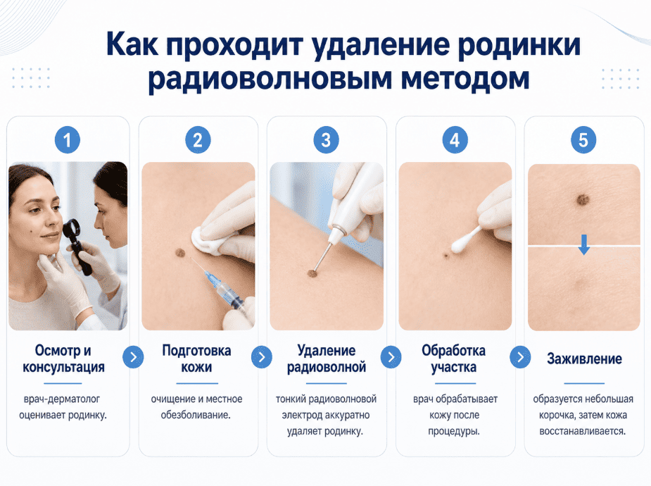 Как проходит удаление родинки радиоволновым методом
