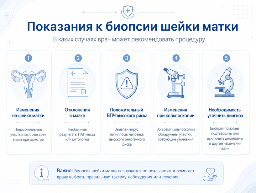 Показания  к биопсии шейки матки