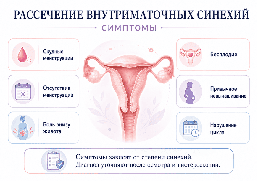 Рассечение внутриматочных синехий симптомы