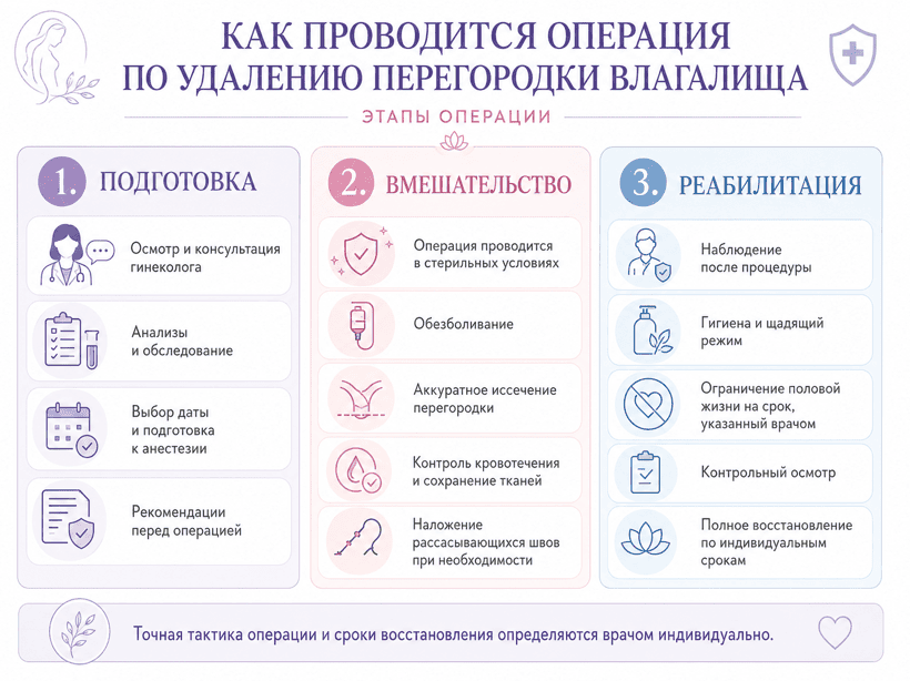 Как проводится операция по удалению перегородки влагалища
