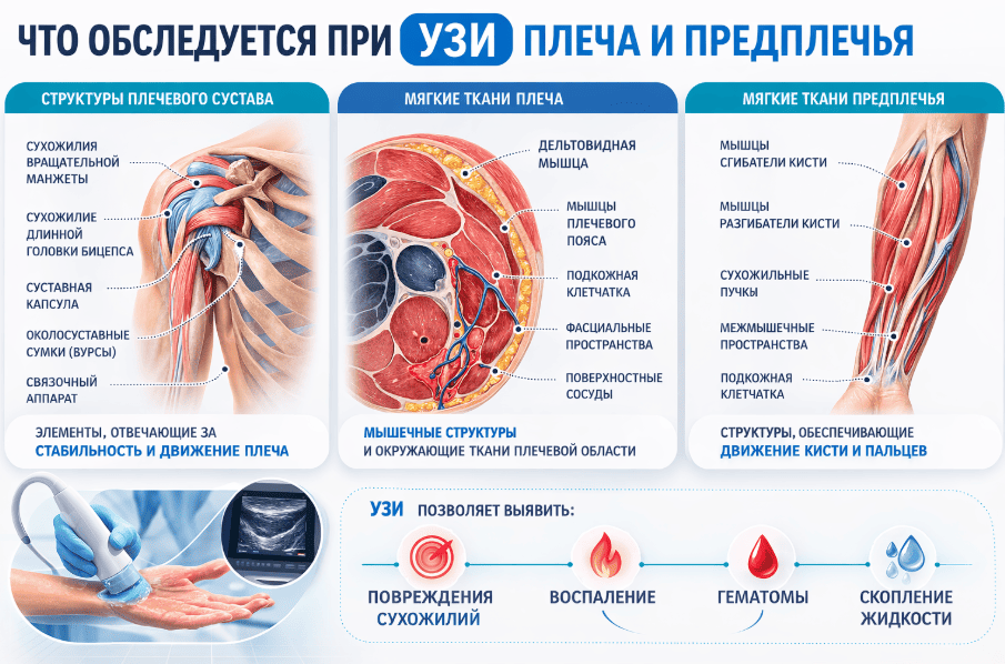 Что обследуются во время УЗИ
плеча