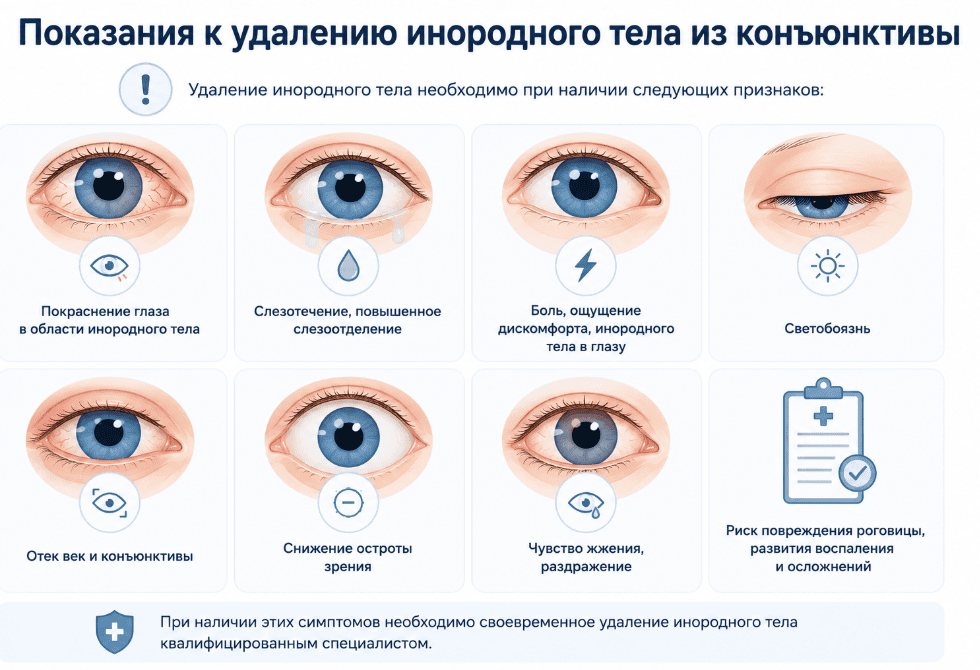 Показания к удалению инородного тела