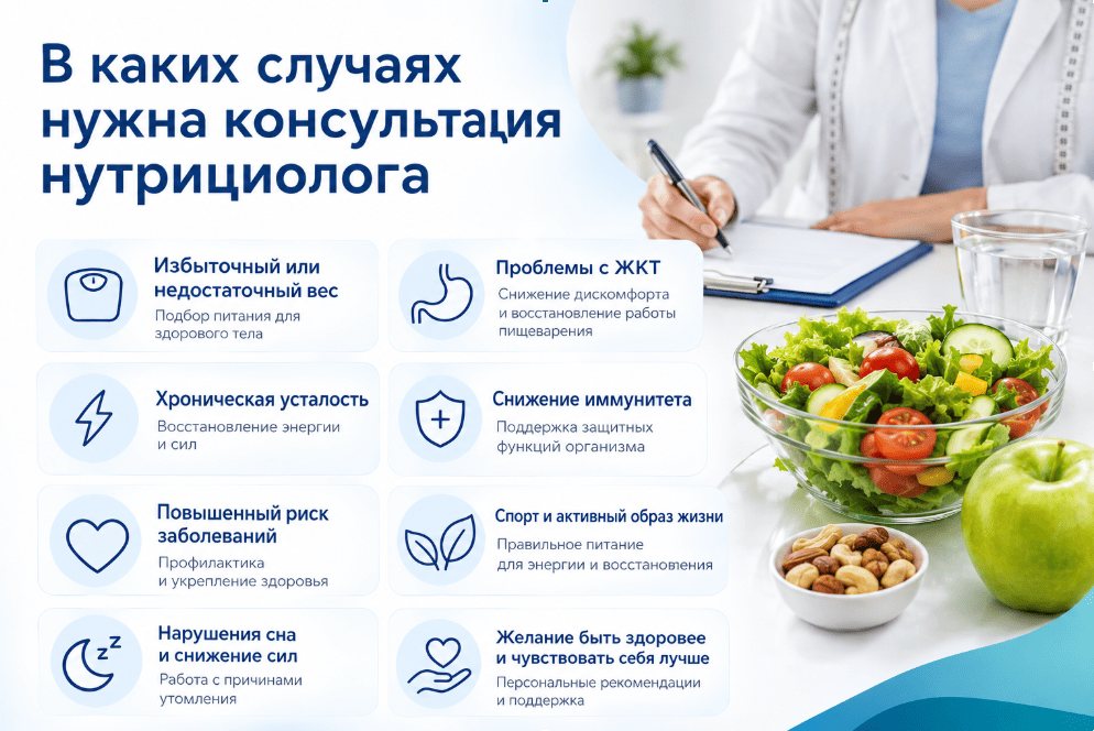 В каких случаях нужна консультация нутрициолога
