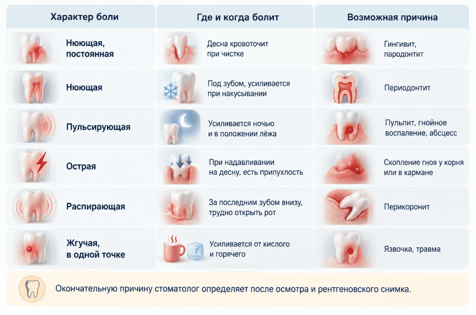 Какой бывает боль в десне и о чем она говорит

